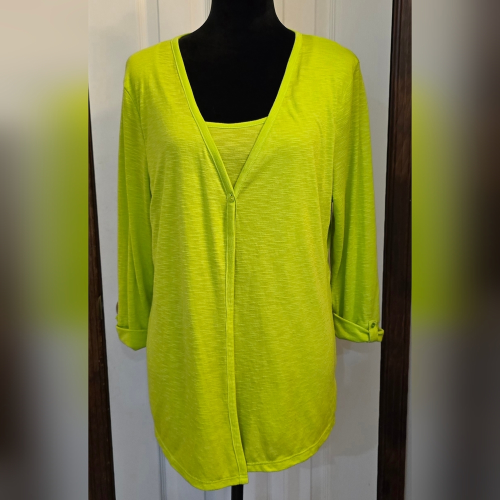Kim Rogers Bright Green Button Down Shirt
